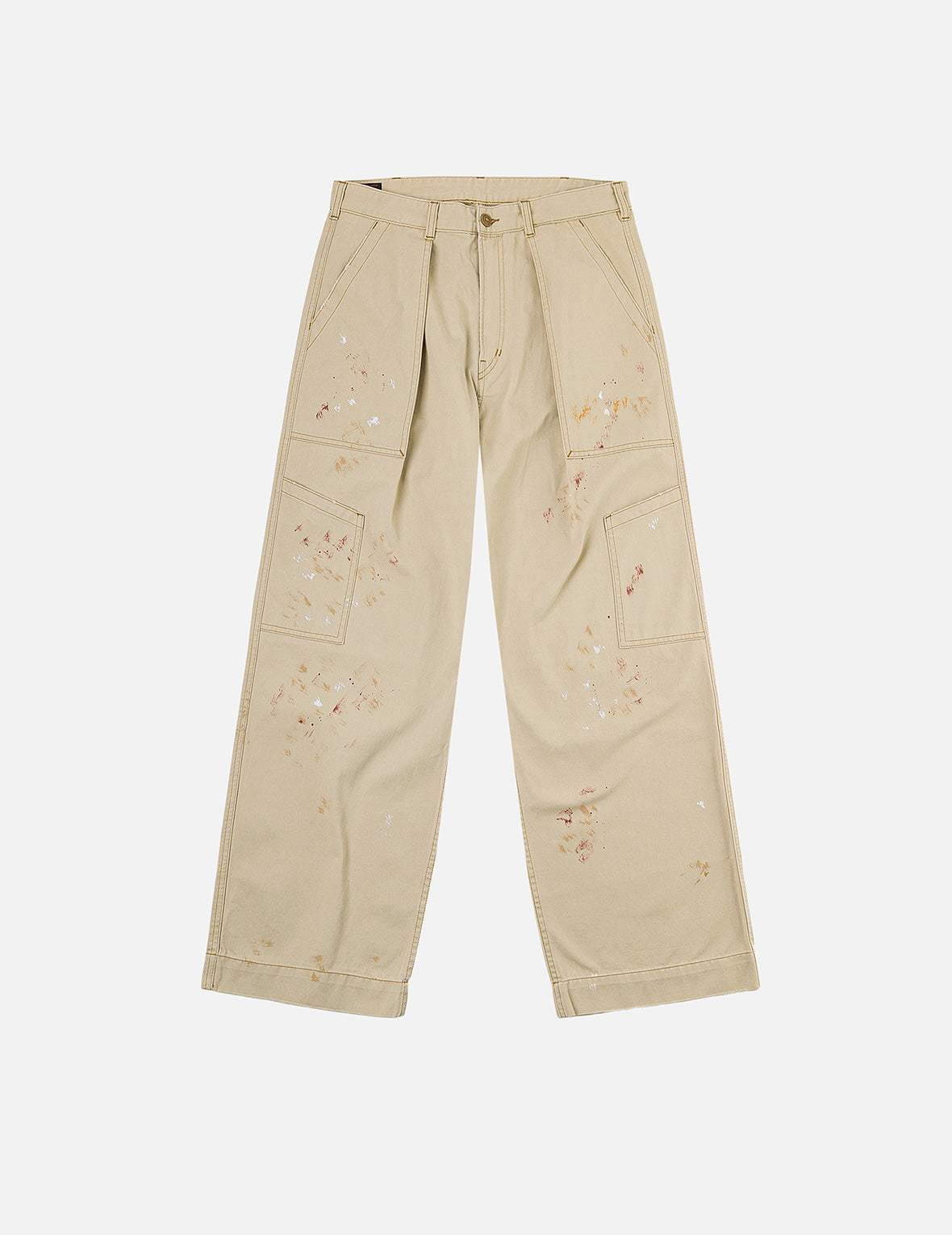 Hand-Painted Seagull and Splash-ink Print Relax Fit Flight Pants